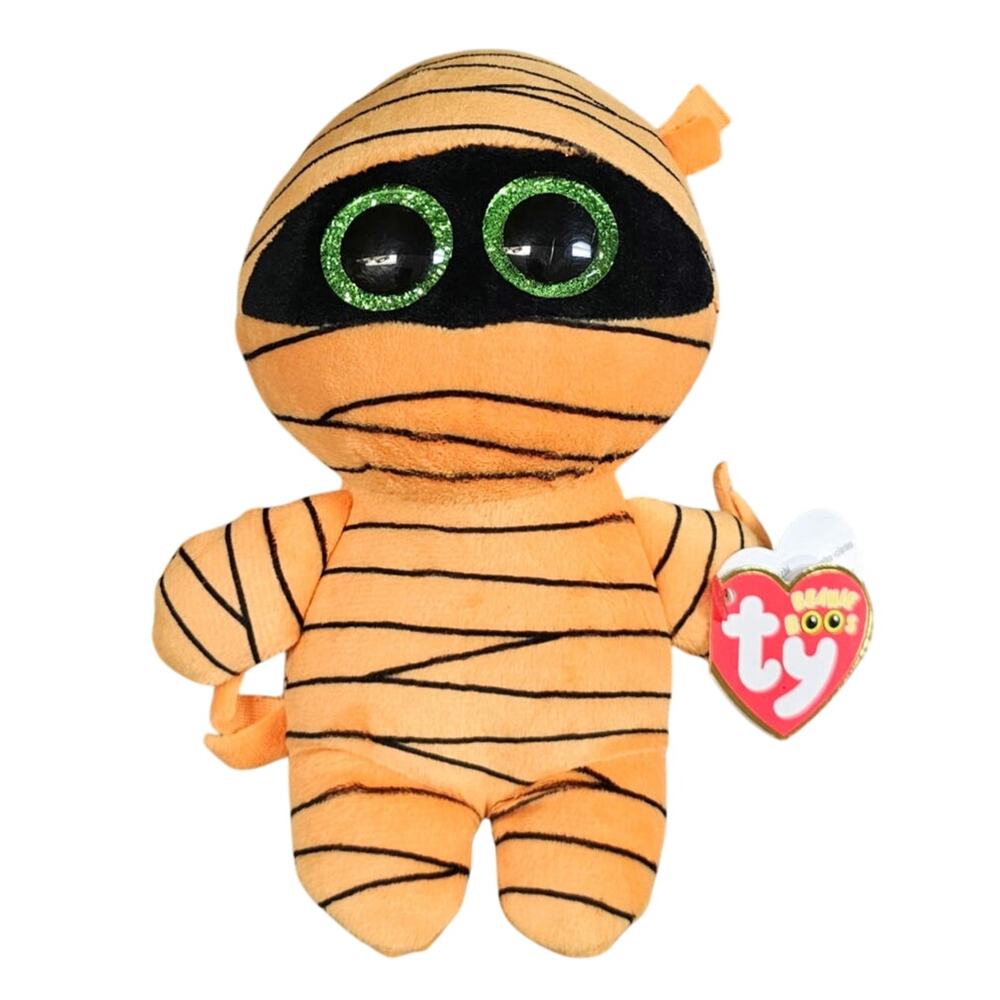 TY Beanie Boos Mask The Orange Mummy with Green Eyes Halloween With Tag